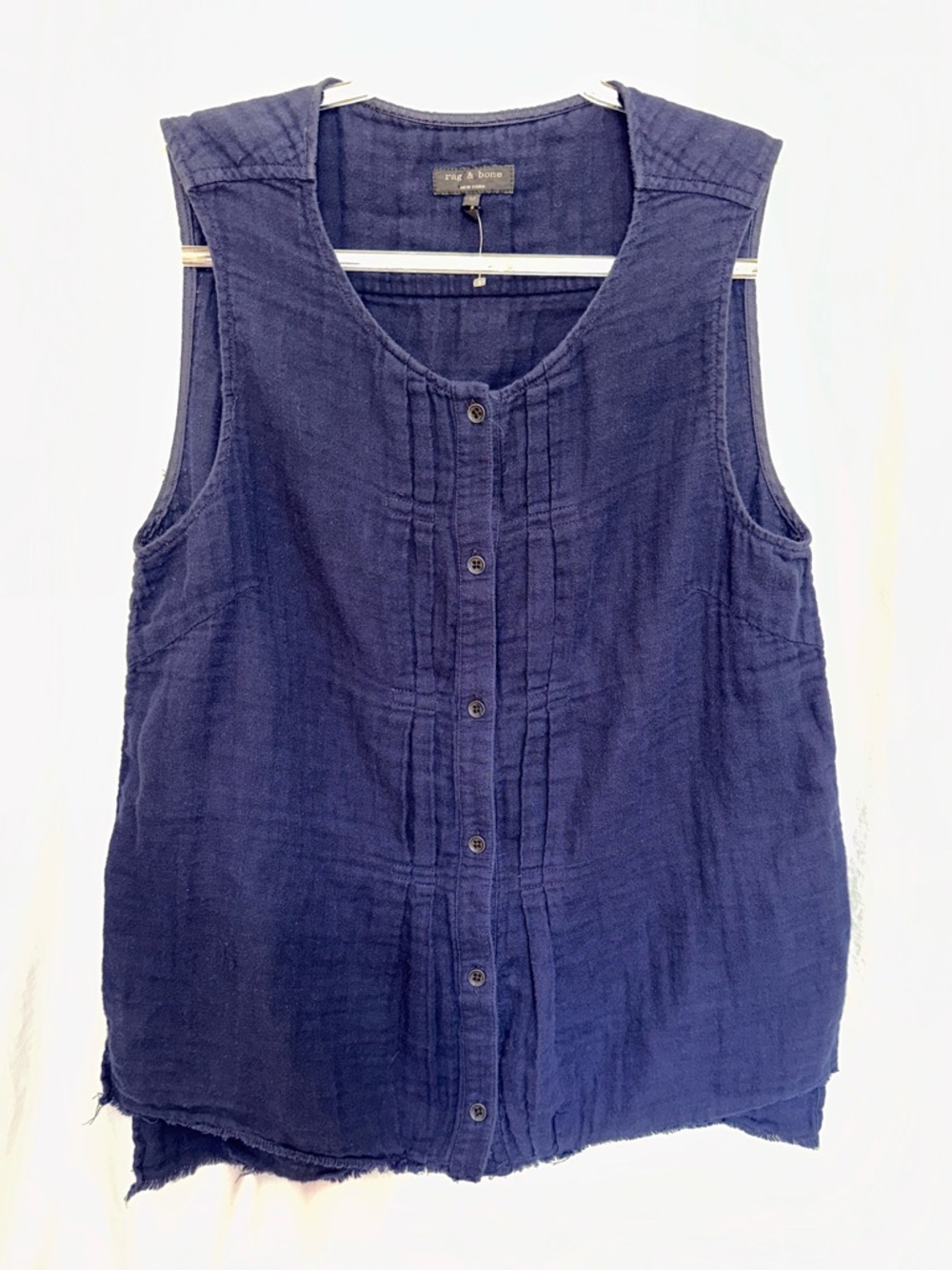 Rag & Bone Cotton Gauze Sleeveless‎ Button Front Top Size Medium
